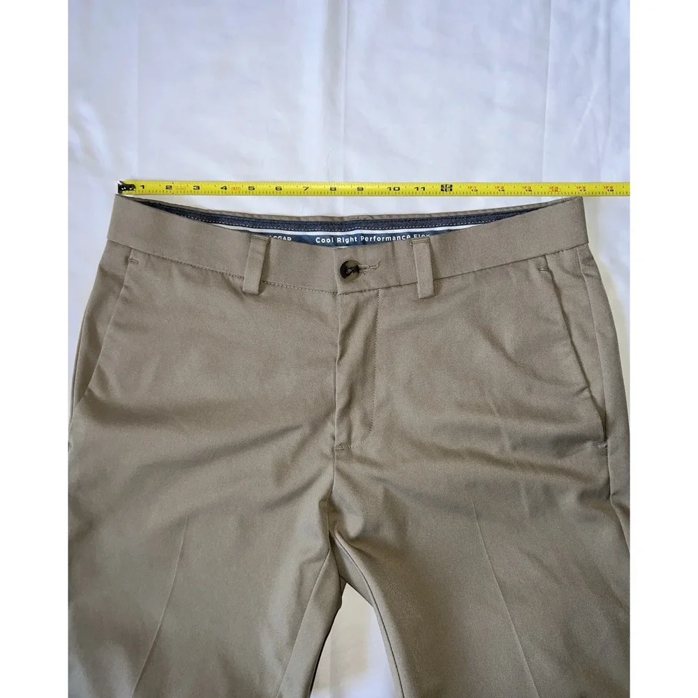 Haggar Cool Right Performance Flex Mens Pants 34 x 29 Khaki Chino Straight Fit